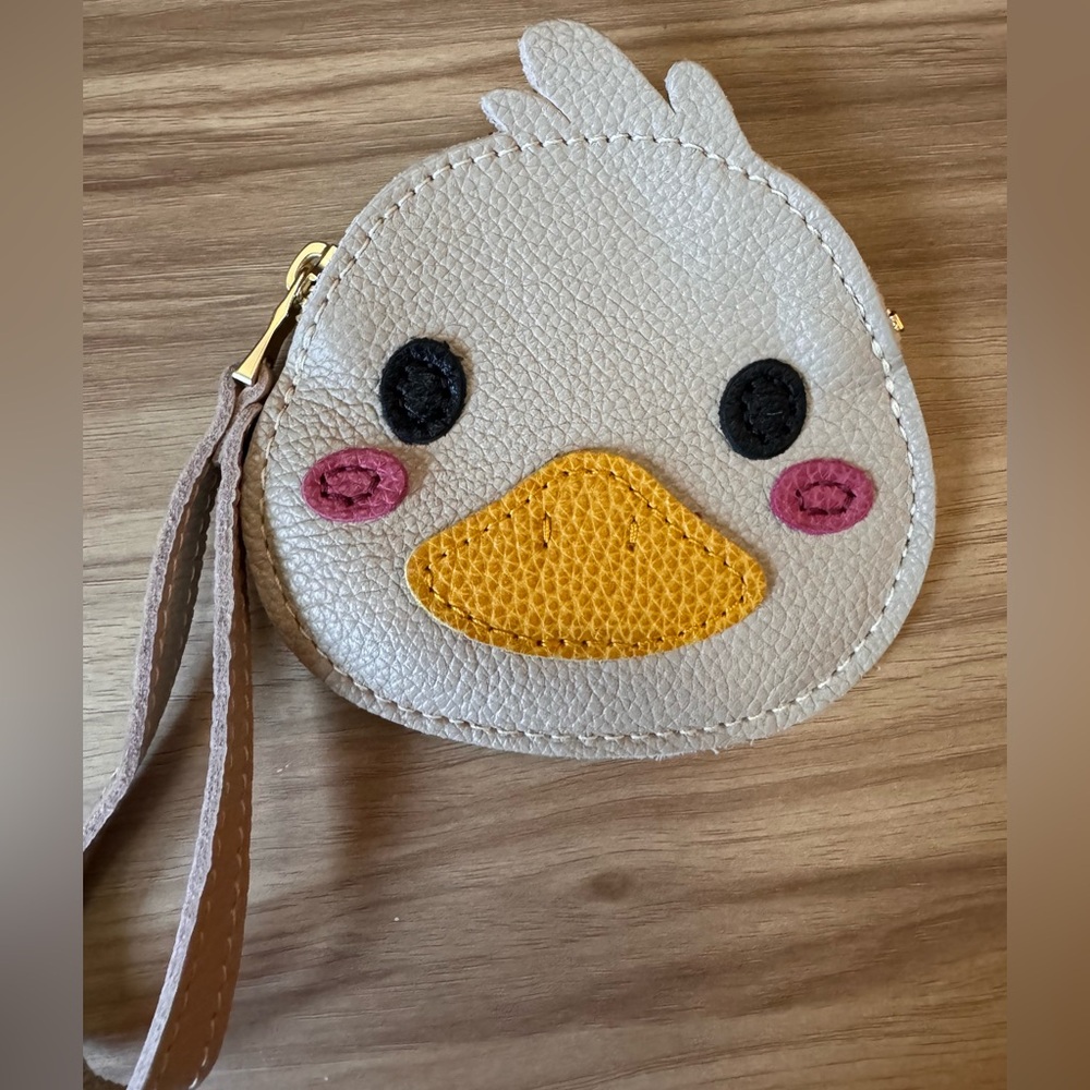 Kids White Duck Face Wristlet Coin Purse